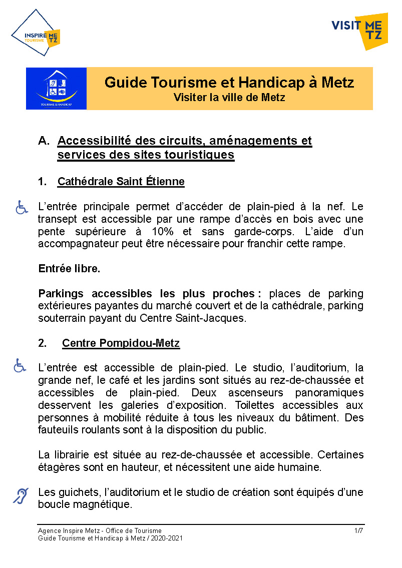 “Tourism and Disability in Metz” sheets