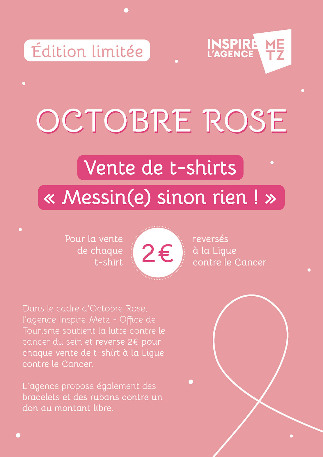Octobre Rose : l'agence Inspire Metz - Office de Tourisme se mobilise pour la lutte contre le cancer du sein